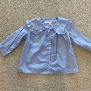 Zara Sky Blue Ruffled Blouse